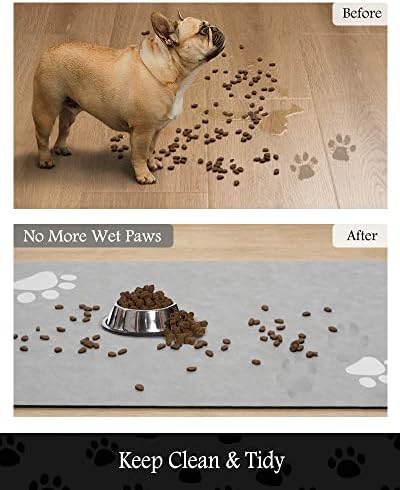 Pet Feeding Mat-Absorbent Dog Mat for Food and Water Bowl-No Stains Quick Dry Water Dispenser Mat-Dog Accessories Pet Supplies-Bowl for Messy Drinkers（LIGHTGREY,23"x34" - Image 3