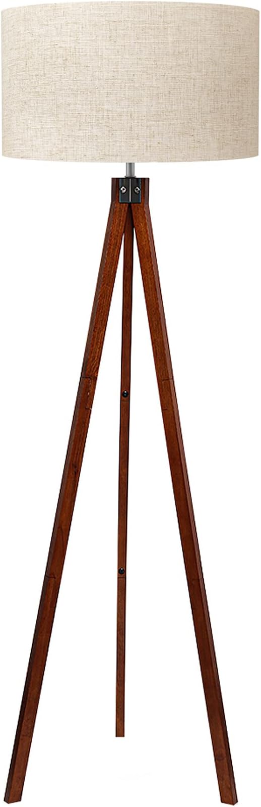 LEPOWER Tripod Floor Lamp Mid Century Modern Standing Lamps for Living Room | Light-Diffusing Linen Shade, Premium Rubberwood Tripod with E26 Base, Adding Warmth to Bedroom, Office & Study Corner Brown by LEPOWER
