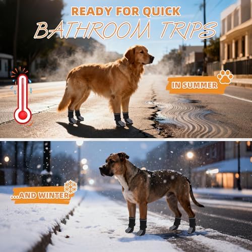 KOOLTAIL Anti Slip Dog Socks Shoes for Hot Pavement to Prevent Licking Paws Scratching, Pet Boots & Paw Protector for Hardwood Floors, Dog Grip Booties for Small Medium Large Senior Dogs, Black M - Image 7