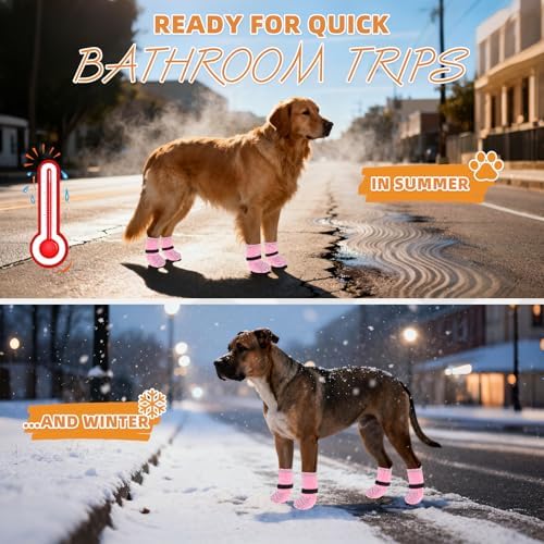 KOOLTAIL Anti Slip Dog Socks Shoes for Hot Pavement to Prevent Licking Paws Scratching, Pet Boots & Paw Protector for Hardwood Floors, Dog Grip Booties for Small Medium Large Senior Dogs, Pink L - Image 7