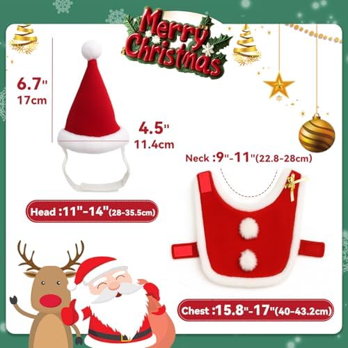 NAMSAN Pet Christmas Costume for Cats Small Dogs Rabbits, Santa Cat Hat with Red Cloak, Small Dog Xmas Hat Coat, Red Christmas Cat Outfit for Holiday Party Cosplay Statue Decoration - Image 4