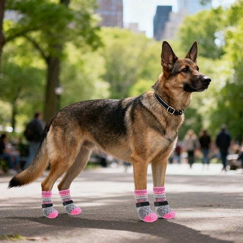 KOOLTAIL Dog Socks to Prevent Licking Paws for Hardwood Floors Anti Slip,Warm Winter Pet Boots&Paw Protector with Grippers,Double Sides Puppy Shoes Booties for Small Medium Large Senior Dogs L - Image 6