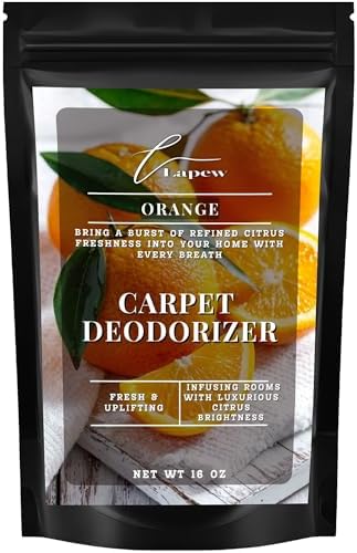 Lapew Orange Carpet Deodorizer Powder - Pet Safe Freshener for Vacuuming | Scented Odor Eliminator for Home | 16 oz by Lapew