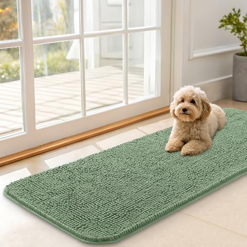 OLANLY Dog Door Mat for Muddy Paws 47x17, Super Absorbent Chenille Mud Mat by OLANLY