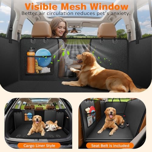 URPOWER Hard Bottom Dog Car Seat Cover for Back Seat, PU Leather Hammock - Image 4