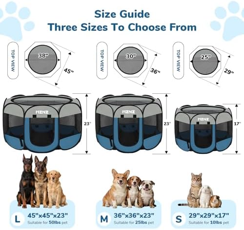 Dog Cat Small Animal Puppy Playpen Crate, Large, Grey Blue - Image 2