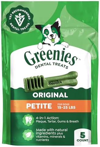 Greenies Petite Natural Dental Dog Treats, Original Flavor, 5 Count by GREENIES