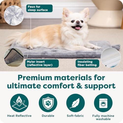 FurHaven ThermaNAP Self Warming Cat Mat, Dog Bed for Crates with Self-Warming Technology for Cozy Rest, Fully Machine Washable, Small, Plush Faux Fur, Black - Image 5