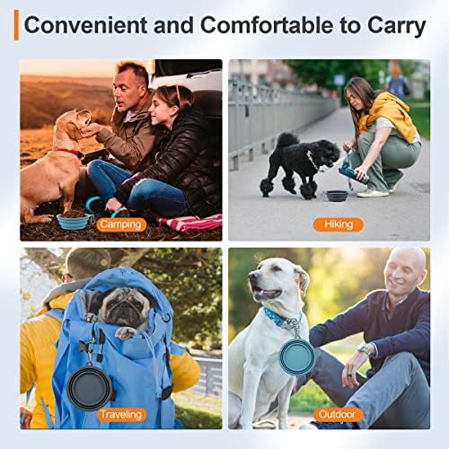 Kytely Collapsible Dog Bowls Medium, 2Pack Foldable Dog Travel Bowl, Portable Pet Water Food Bowl with Clasp, Pet Cat Feeding Cup Dish for Traveling, Walking, Hiking (Blue+Grey) - Image 2