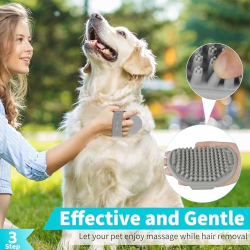 Comotech 6PCS Dog Bath Brush & Dog Toothbrush | Adjustable Handle Shampoo Brush & Scrubber for Short & Long Haired Dogs & Cats | Effectively Solve Odor & Stain Removal Problems (Blue Green Gray) - Image 4