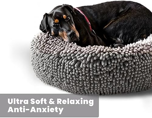 Muddy Mat® Cloud K-9 Bed for Dogs & Cats, Soft & Relaxing Round Dog Bed, Chenille Material, Removable Cover, Washable & Dryer Safe–Grey Large(40'x40') - Image 6
