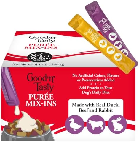 Good 'n' Tasty Puree Mix-Ins Dog Food Topper & Treat, Variety Pack, 32 Ct by GoodNFun