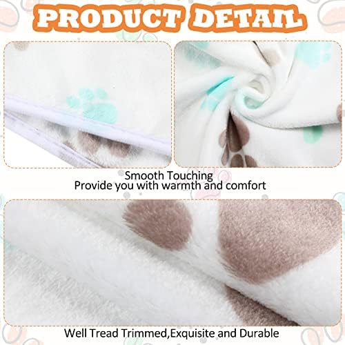 Tatuo 4 Pcs Fleece Dog Blankets for Puppy Cat, White, 24 x 16 in, Paw - Image 5