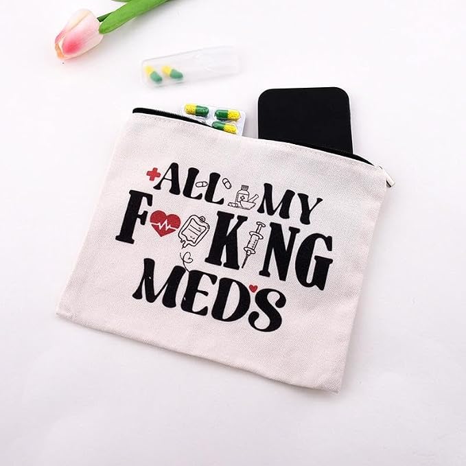 Medicine Storage Organizer Pouch Bag Travel Medication Bag Funny Pharmacist Gifts Physician Assistant Make Up Bags Family Nurse Practitioner Day Gifts for Women Men Cosmetic and Pill Bags Doctor Pouch - Image 6