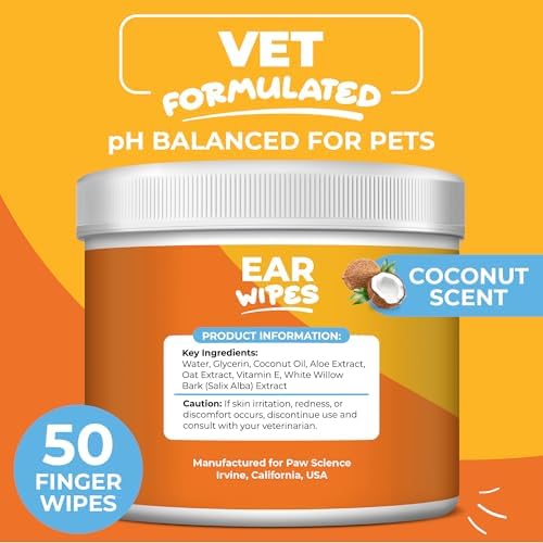 Paw Science Dog & Cat Ear Cleaner Wipes – Pet Finger Wipes for Cats & Dogs – Cleaning, Soothing, & Deodorizing Itchy Ears – Ear Relief Solution Wash - Image 4