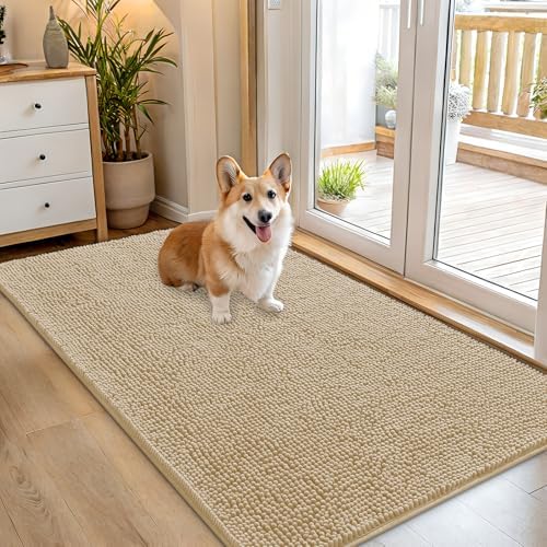 OLANLY Dog Door Mat for Muddy Paws 54x32, Super Absorbent Chenille Mud Mat by OLANLY
