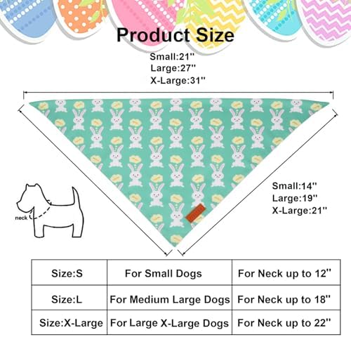 PTDECOR Easter Dog Bandana, Green and Yellow Rabbit Carrot Reversible Holiday Dog Scarf, Multi Size, Triangle Pet Easter Bandanas for Medium Large Dogs Pets (Large) - Image 4