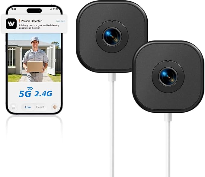 2K Window Camera,2.4G WiFi Indoor Camera for Home Security, AI Color Night Vision, Person & Motion Detection,911 Emergency, US Based Cloud, 24/7 Recording by DETIKO