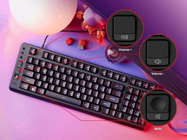 HyperX Eve 1800 – Gaming Keyboard, 1800 Form Factor,10 Zone Customizable RGB Lighting, Built-in Media Buttons, Membrane Switches, – Black - Image 10
