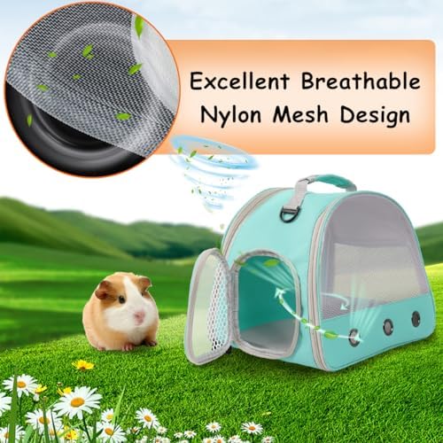 Breathable Guinea Pig Carrier Backpack with Nylon Mesh Window Portable Carrier for Guinea Pig, Bunny Bearded Dragon Bird Chinchilla Ferret Travel Outdoor - Image 4