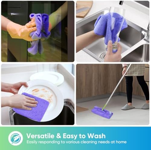 HOMEXCEL Purple Microfiber Cleaning Cloth, Microfiber Towels for Car,12 PK - Image 4