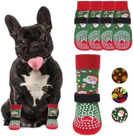 KOOLTAIL Anti Slip Dog Socks for Hot/Cold Pavement to Prevent Licking Paws, Dog Boots&Paw Protector with Grippers for Hardwood Floors, Traction Control No Twist Booties for Small Medium Large Dogs by KOOLTAIL