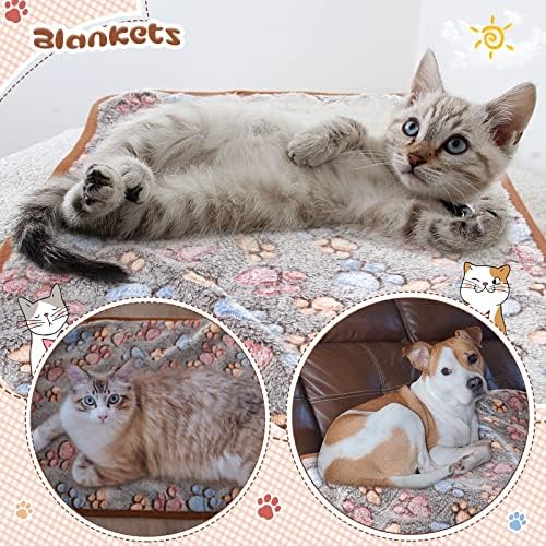 Tatuo 4 Pcs Fleece Dog Blankets for Puppy Cat, Black, 30 x 20.5 in, Paw - Image 5