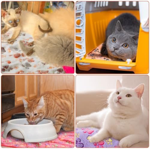Tatuo 4 Pcs Fleece Dog Blankets for Puppy Cat, Mixed, 30 x 20.5 in, Paw - Image 4