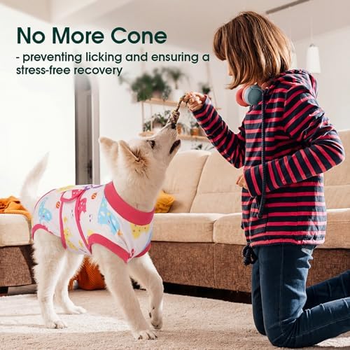 Kuoser Dog Recovery Suit, Female Male Spay Neuter Surgery Suit, Llama, L - Image 4