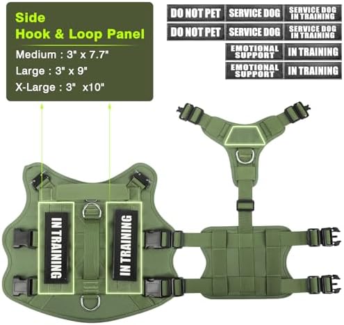 WINSEE Service Dog Vest Harness for Medium Dog, Tactical Working MOLLE Vest with 10 Pet Patches, No Pull Heavy Duty Harness for Training Walking - Image 6