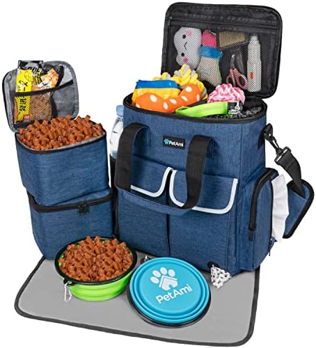 PetAmi Dog Travel Bag Organizer, Pet Supplies Diaper Tote, Navy Blue by PetAmi