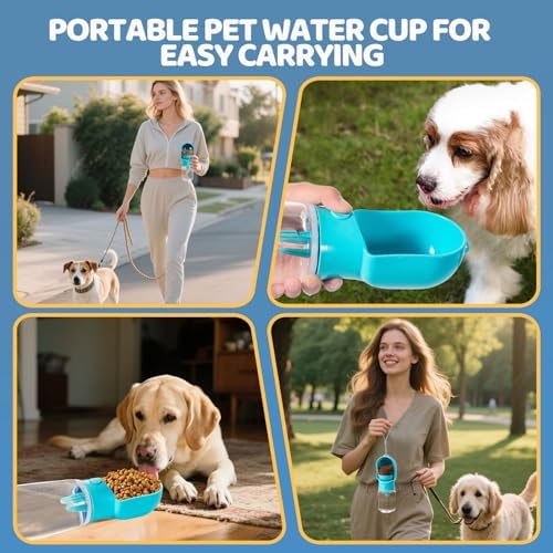 Dog Water Bottle with Food Storage Compartment Portable Pet Dispenser Dogs Stuff Water Bottle Puppy Supplies Portable Travel Dogs Bowls Dog Accessories for Walking and Hiking - Image 5