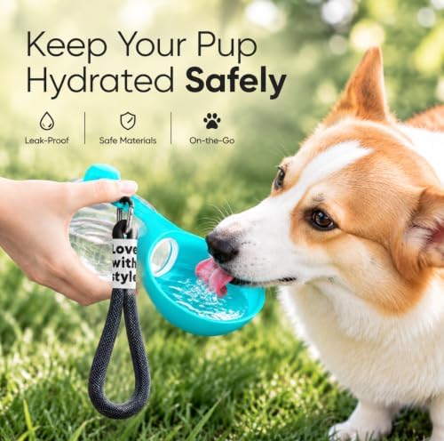 Generic 2-in-1 Blue Dog Water Bottle 10oz Travel Bowl Feeder - Image 2