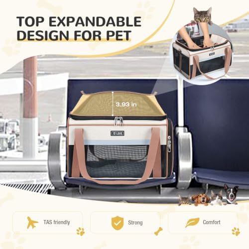 Lekereise Top-Expandable Pet Carrier 18x11x11Inch Delta American United Airline Approved Soft Sided Underseat to 15lbs Travel Carriers for Small Dogs Cats with Locking Safety Zippers Anti-Scratch Mesh - Image 6