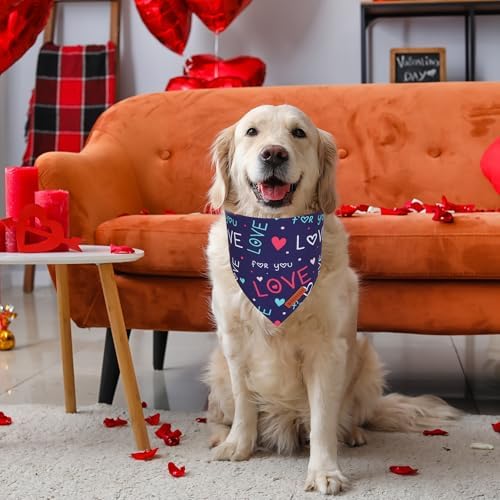 ADOGGYGO Valentine Dog Bandana, Red Blue Heart Love Pet Scarf, Adjustable Fit Pet Valentine Bandanas for Large and Extra Large Dogs (X-Large) - Image 2