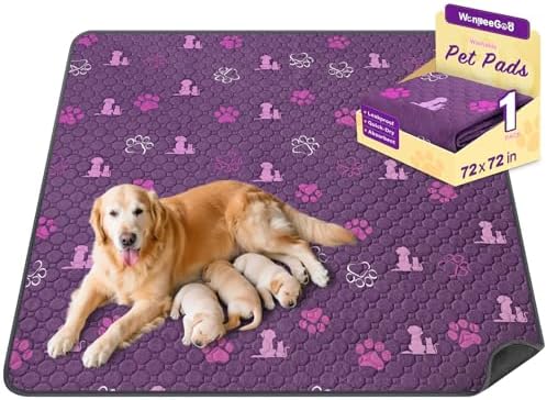 WanpeeGoo Washable Pee Pads for Dogs, Waterproof, 72 x 72 in, 1 Pack, Purp by WanpeeGoo