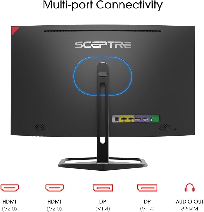 Sceptre 27-Inch Curved Gaming Monitor, FHD 1080p, 240Hz, 1500R, DisplayPort & HDMI x2, Built-in Speakers, Machine Black (C275B-FWT240 Series, 2026) - Image 5