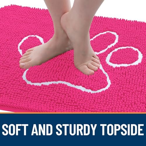 OLANLY Dog Door Mat for Muddy Paws 30x20, Paw Print Design Chenille Mud Mat - Image 4