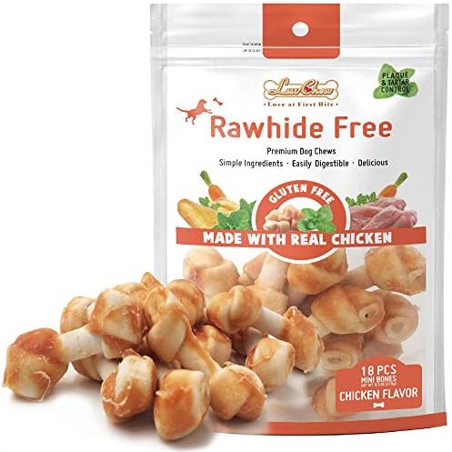 LuvChew Premium Dog Chew Bones, Made with Real Chicken, Rawhide Alternative, Made with Limited Ingredients, Highly Digestible (Mini 18pcs/Pack) by LuvChew