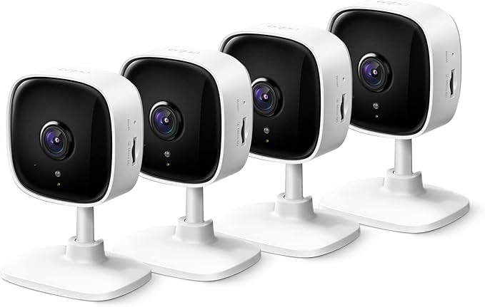 Tapo 2K Indoor Wired Security Camera - Works as a Baby Monitor & Pet Camera, Person/Motion/Baby Cry Detection, 2-Way Audio, Siren, Subscription-Free Local Storage or Optional Cloud, C110P4 (4-Pack) by Tapo