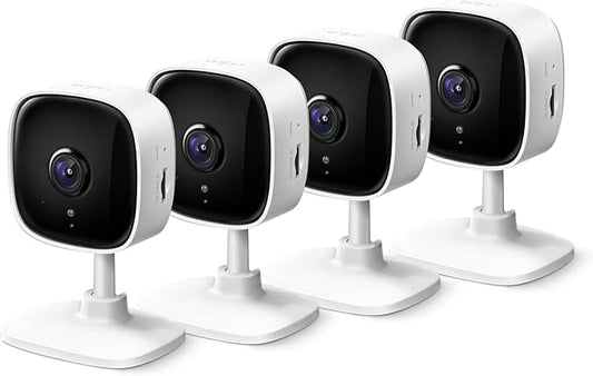 Tapo 2K Indoor Wired Security Camera - Works as a Baby Monitor & Pet Camera, Person/Motion/Baby Cry Detection, 2-Way Audio, Siren, Subscription-Free Local Storage or Optional Cloud, C110P4 (4-Pack) by Tapo