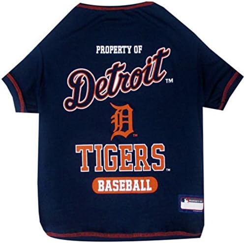 MLB Detroit Tigers Dog T-Shirt, Small. - Licensed Shirt for Pets Team Colored with Team Logos. - Premium Stretchable Materials for The Comfort of Your Dog & cat. by PETSFIRST