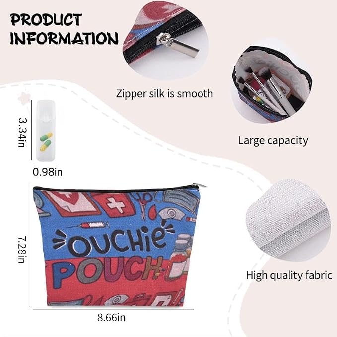 Ouch Pouch Med Kit Bag Small Nurse Medical Bag Pouch Emergency Pouches for School Camping Travel Medicine Bags for Family First Aid Kit Organizer Pouches Medication Storage Bags for Pills Ouchie Bag - Image 3