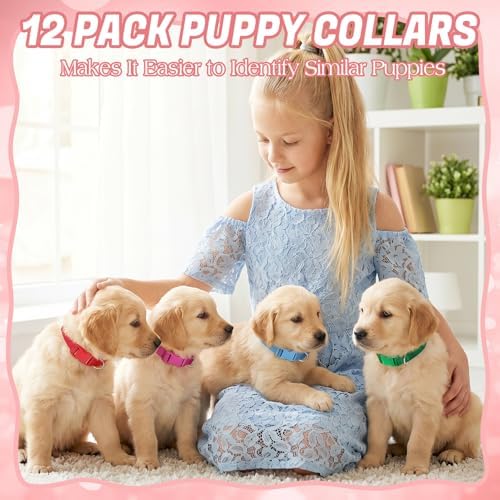 12 Pack Puppy Collars for Litter, Adjustable Puppy ID Collars Multicolor - Image 6
