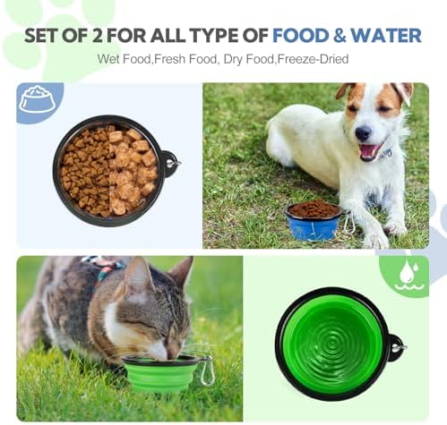 Collapsible Dog Bowl for Travel,2-Pack 12oz Pet Portable Water Food Bowls - Image 2