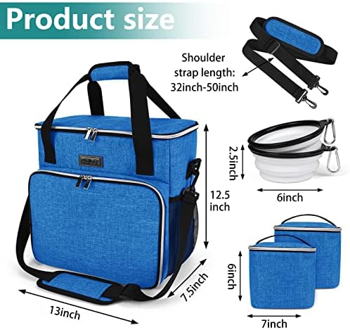 BAGLHER Dog Travel Bag, Pet Travel Bag (ALL Pet Travel Supplies), With 2 Pet Food Containers and 2 Collapsible Silicone Bowls; Essential Kits for Pet Travel Blue - Image 3