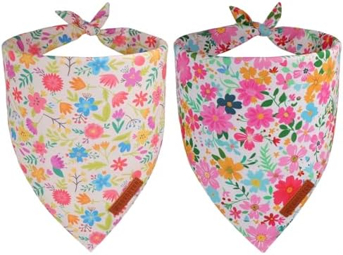 ADOGGYGO Floral Dog Bandanas Girl, Cute Spring Flower Bandana, X-Large by ADOGGYGO