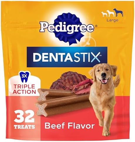 Pedigree Dentastix Large Breed Dental Dog Treats, Beef Flavor, 32 Count by Pedigree