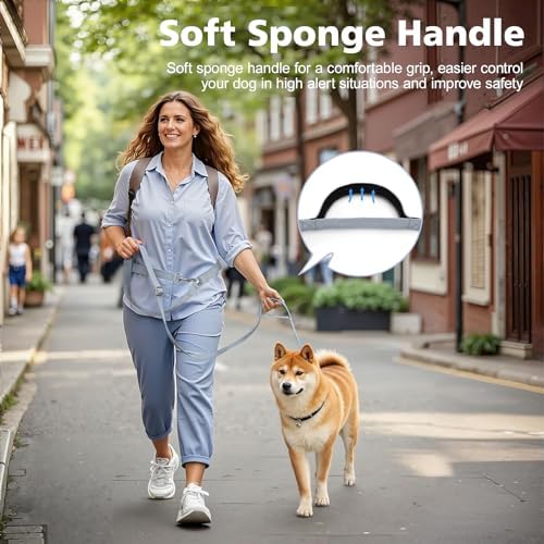 8.5ft Hands Free Dog Leash Adjustable for Medium Dogs, Grey - Image 6