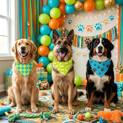 Weewooday 50 Pcs Cartoon Dog Bandana Bulk for Hippie Paw Print Flower Adventure Cute Triangle Soft Dog Bibs Summer Theme Birthday Party Supplies for Small Medium Large Costume 31.5 x 21.7 X21.7 Inch - Image 5